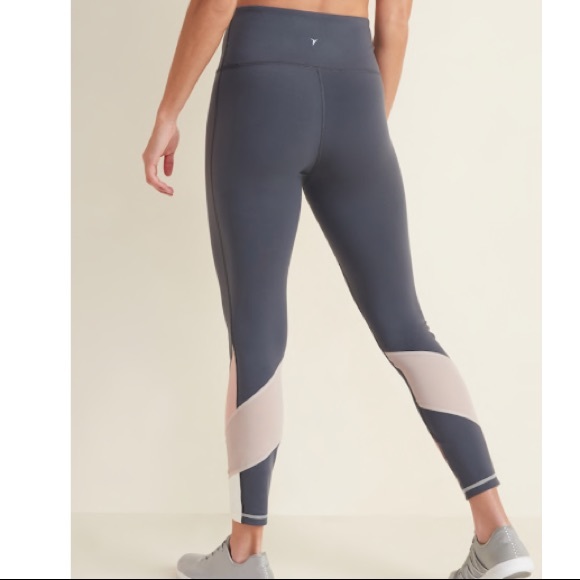 High waist 7/8 length mesh trim leggings. NWT - Picture 2 of 12